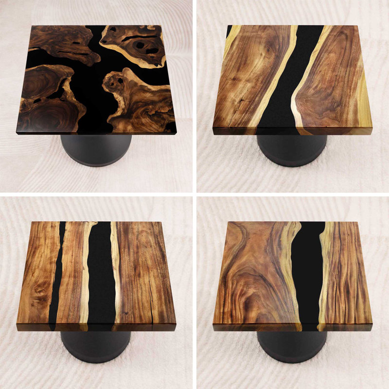 Square Handmade Epoxy Coffee Table 41", 16" H x 41" L x 41" W