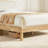 Mid-Century Solid Wood Boucle Upholstered Headboard Bed Frame-1223638638-1223638609