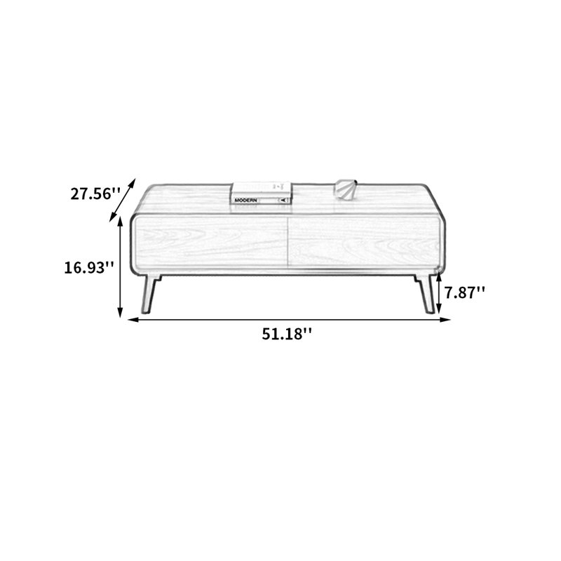 Nordic Simple Style Wood Coffee Table, White, 16.93" H x 51.18" L x 27.56" W