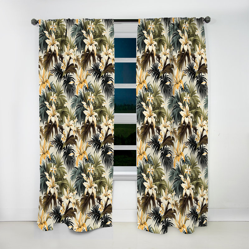 Motif tropical Coconut Grove - Rideau tropical - Velours obscurcissant - 1 panneau, L 52 po x L 95 po