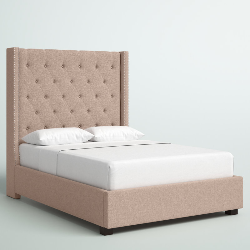 Lit plateforme tapissier Landreneau, Brun, Grand