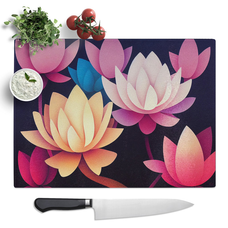 Inspirational Lotus Flowers  Glass Chopping Board