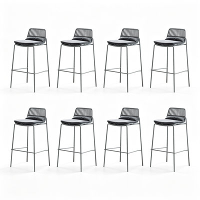 Chaise d'appoint à dossier bas gris (ensemble de 4)