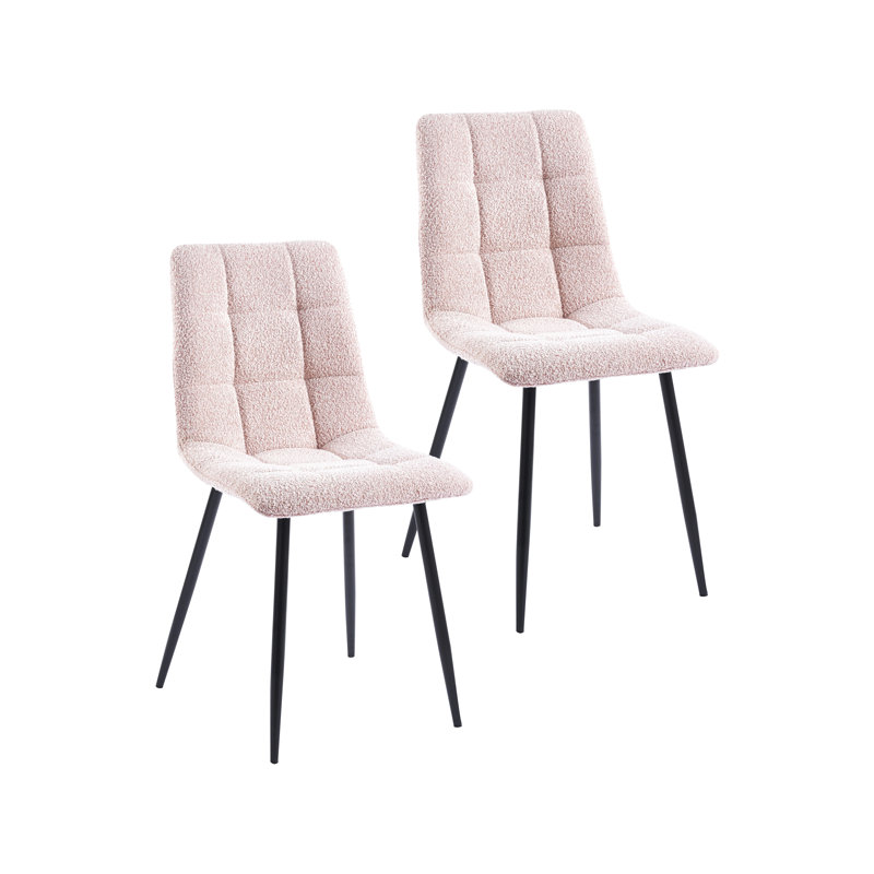 Chaises de salle à manger capitonnées Kashlyn, Rose