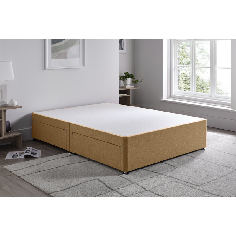 Wool Divan Bed Base, Latte, 2 Right Side Drawers, Small Double (4')