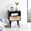 Table d'appoint moderne de 15,42 po avec pieds en bois massif pour la chambre à coucher, le salon - tiroir de chambre noir-1901095950-1901095945