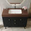 Meuble-lavabo autoportant moderne avec plateau en pierre frittée, lavabo en céramique et rangement intelligent-130000260