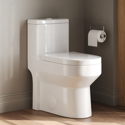 DeerValley Liberty Compact Toilets One-Piece Toilet With High-Efficiency Flush Round Toilet for Space-Saving Floor Mounted (Seat Included)
