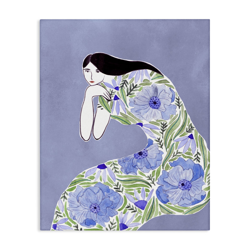  "Blue Floral Dress", art mural par Melissa Wang, H 30 po x l 24 po