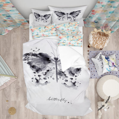 Ensemble de housse de couette papillon designart monotype