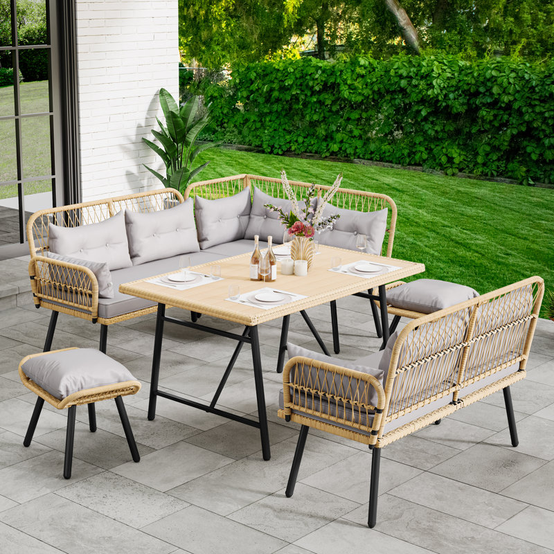 Canapé modulaire en osier avec coussins 10 pièces Ivet Outdoor, Gris