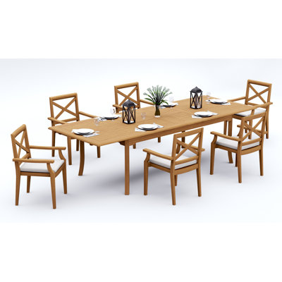 Damarrea Teak Wood Patio Dining Set with