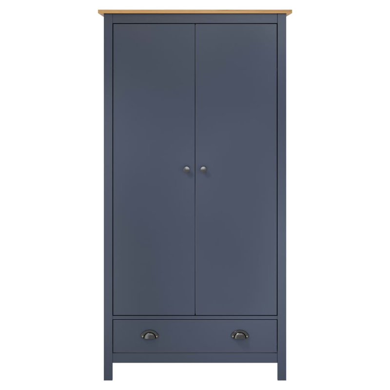 Funkhouser 2 Door Solid Wood Wardrobe, Grey