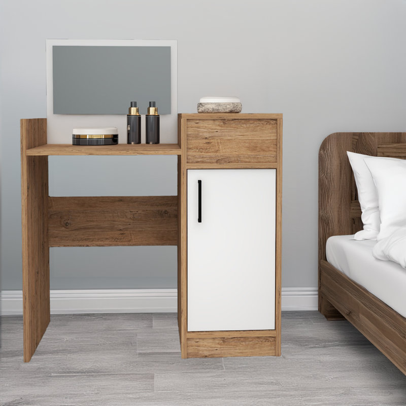 Millisent Vanity, White/Atlantic Pine