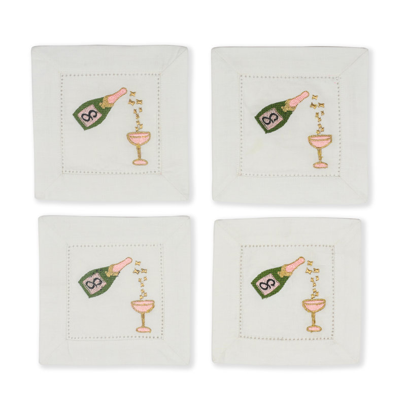 Serviettes de cocktail brodées Fizz and Finesse