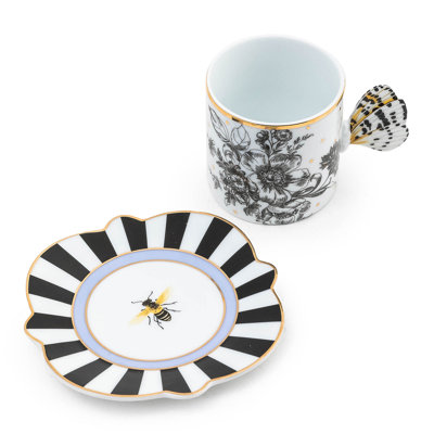 Butterfly Toile Mug And Saucer Set
