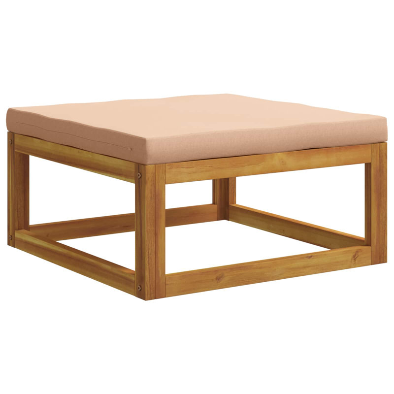 Ensemble de canapés 7 pièces en bois d'acacia massif naturel, 2xcorner + 2xmiddle + armchair + footrest + table, Beige
