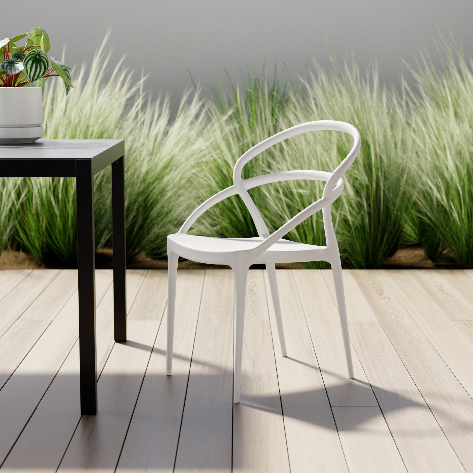 Farrah Stackable Patio Armchair, White