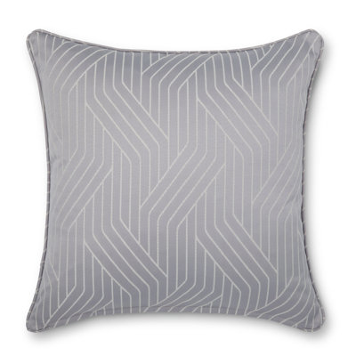 Linear Geo Jacquard 45x45cm Cushion Silver Grey