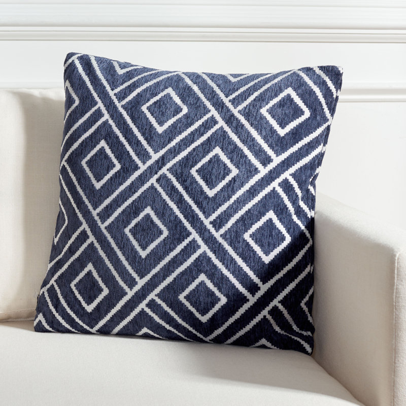 Triska Square Pillow Cover & Insert, Navy