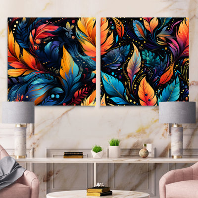 Artistic Gypsy Boho Pattern - Abstract Boho Acrylic Wall Art Glass Set Of 2