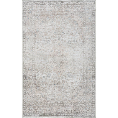 Jaelyne Machine Washable Beige/Gray Oriental Area Rug