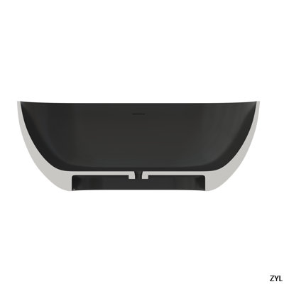 59 Inch Solid Surface Soaking Bathtub - Deep Soak Freestanding Tub