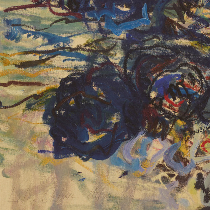 Blue Flowers by Lilia Orlova Holmes, 52.5"H x 52.5"W