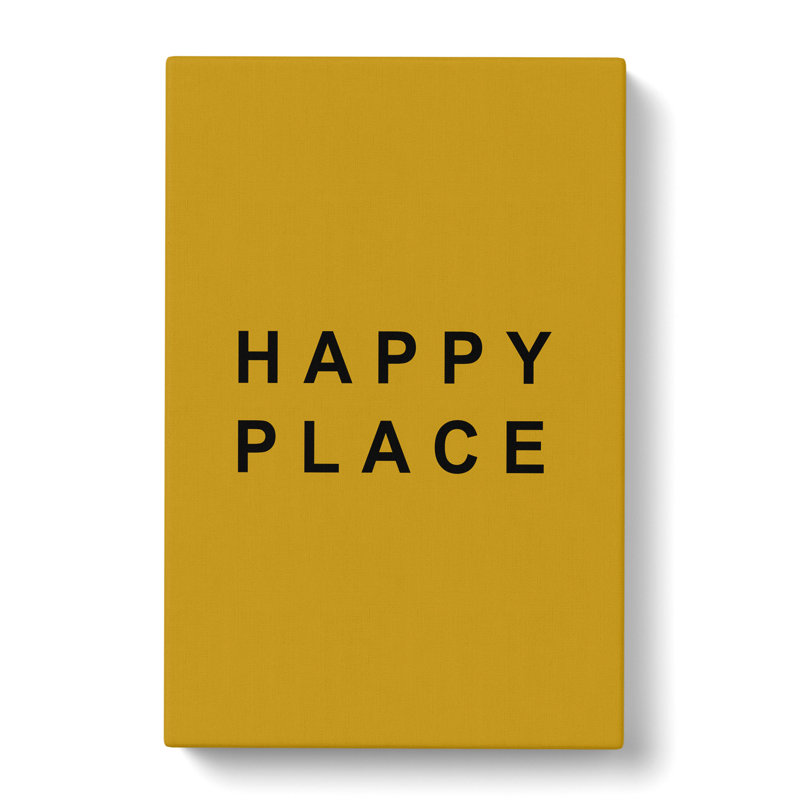 Happy Place Mustard - Wrapped Canvas, 50cm H x 35cm W x 3cm D