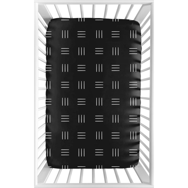Drap-housse pour lit de bébé Boho Hatch, Noir / blanc