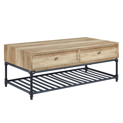 Brantley Oak & Sandy Gray Finish Rectangular Coffee Table