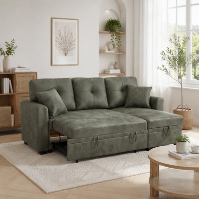 Sleeper Sofa, Sectional with Pull-Out Bed, Reversible Chaise, Storage Sectional