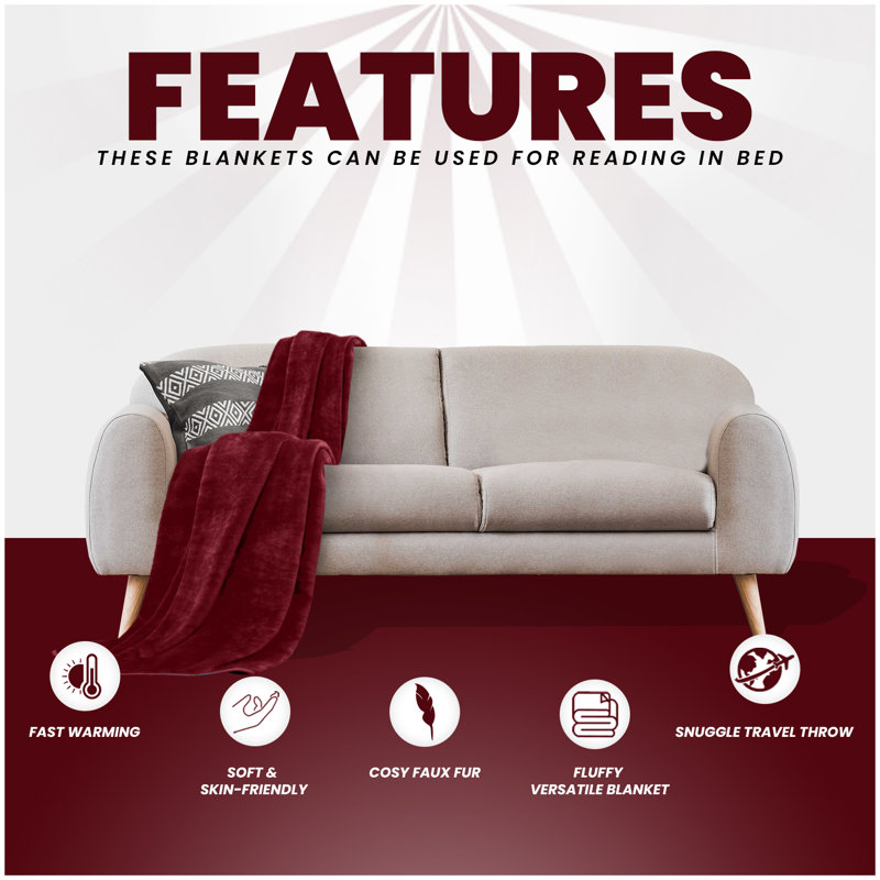 Fleece Throw Blanket Super Soft Warm Cosy Decorative Blanket for Sofa Couch Bed Living Room Bedroom Lightweight Comfort Snuggle