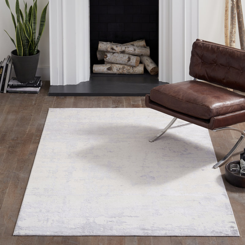 Tapis gris tissé à la machine Thrapst, Rectangle 5 pi 3 po x 7 pi 6 po