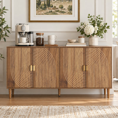 62.6" Sideboard Cabinet with Solid Wood Legs and Adjustable Shelves