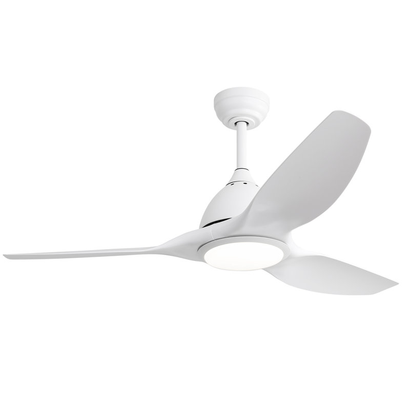 Ventilateur de plafond 52 pouces avec lumière et télécommande à 6 vitesses avec 3 pales en ABS blanc pour patio Bredoom