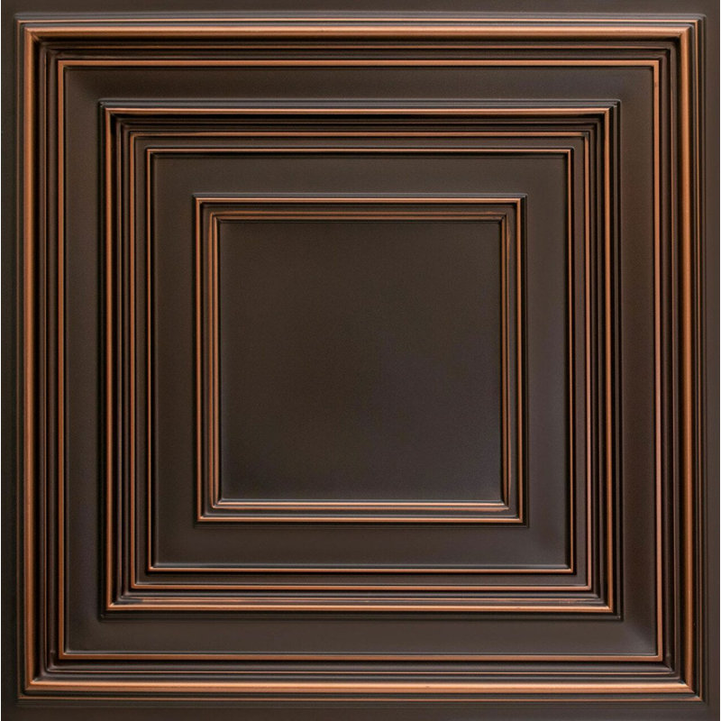 Schoolhouse Ft. Drop-In Or Glue-Up PVC Ceiling Tile, 24" W x 24" L, Antique Copper