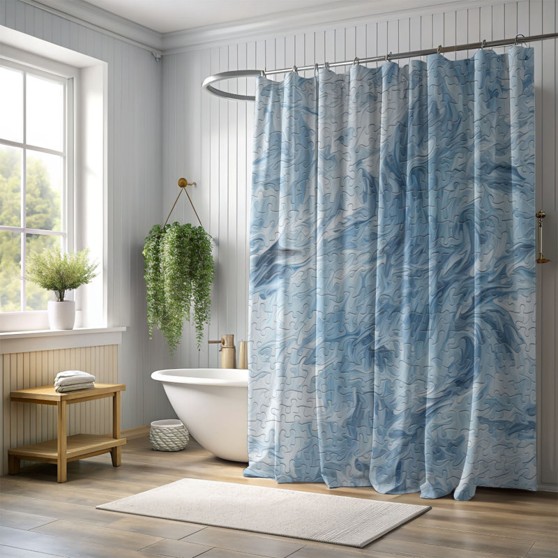 Casse-tête de puzzle - Rideau de douche haut de gamme, H 74 po x l 71 po