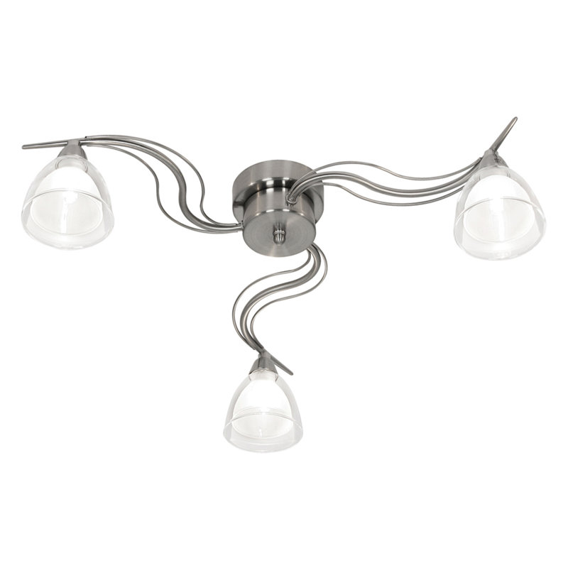 Portland Glass Semi Flush Mount, Chrome