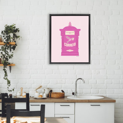 Cadre flottant rose avec boîte aux lettres de style portugais, design par Jessica Beck
