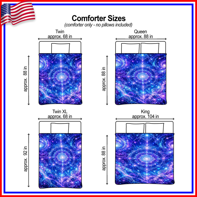 Intricate Cosmic Mandala Comforter, Twin Extra Long