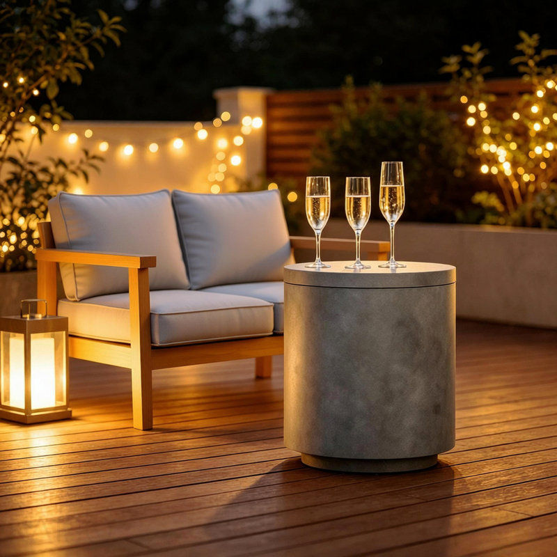 Portable Storage Box, Pool Ice Cooler, Cooler Side Table, Modern Balcony Table