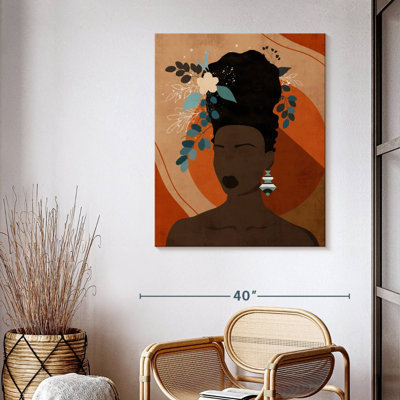 Impression sur toile florale, femme noire