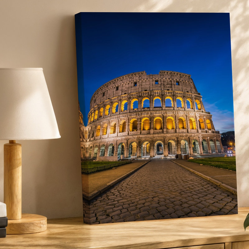 Art mural sur toile, "Vue panoramique du Colisée à Rome pendant le crépuscule", H 24 po x l 18 po