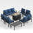 Grand 9-Person Conversation Set in Aluminum with Coffee Table - Classic Outdoor Seating-943769953-943769952
