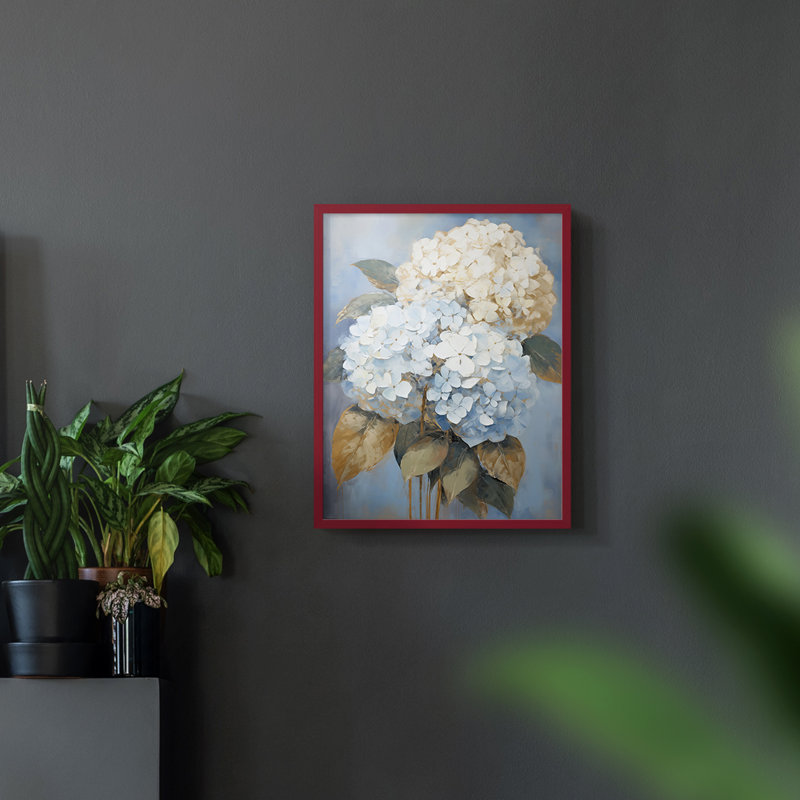 Série FLORAL Cxxiv - reproduction encadrée de qualité supérieure - prête à être accrochée - aucun clou requis, Rouge