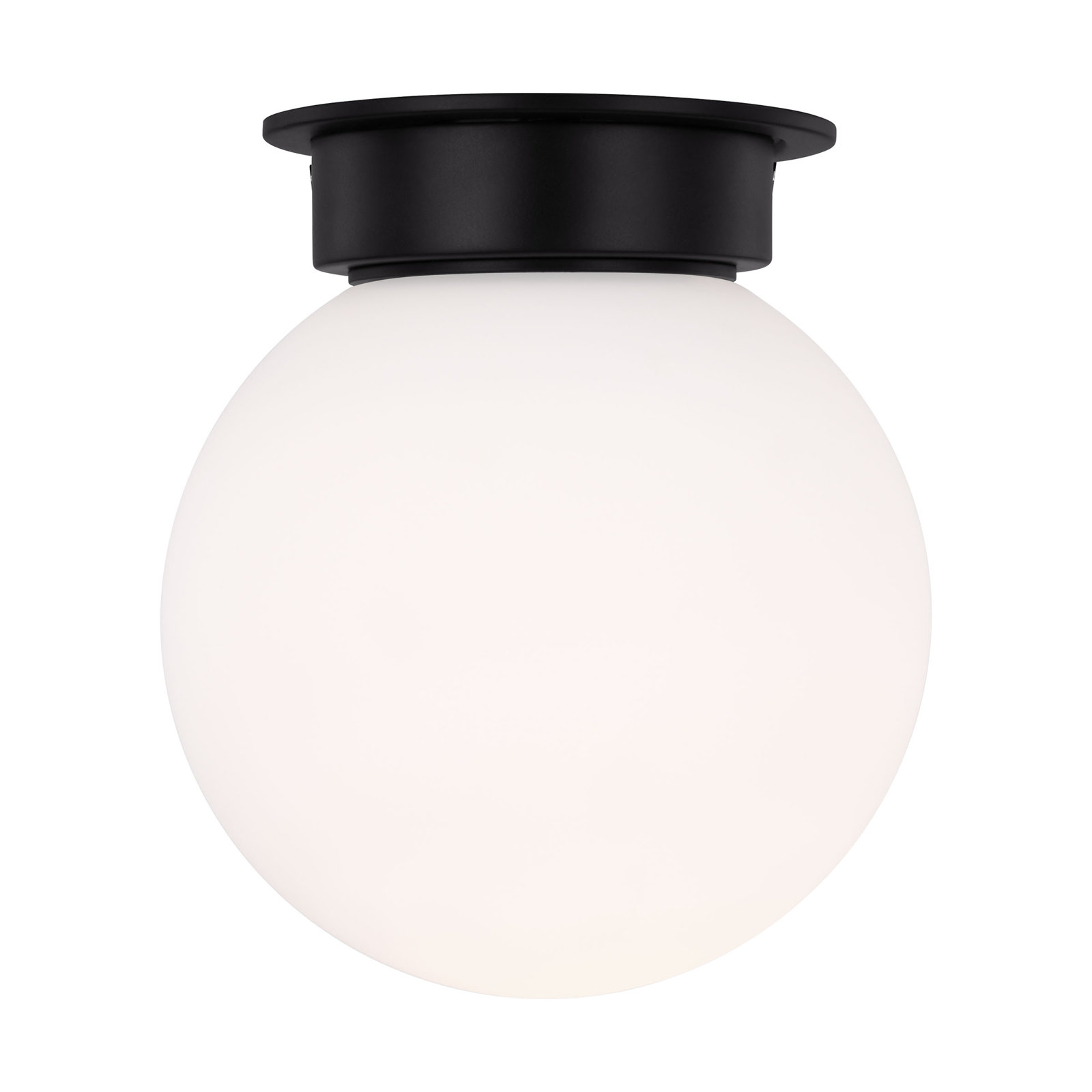 Single Light Glass Flush Mount, Midnight Black