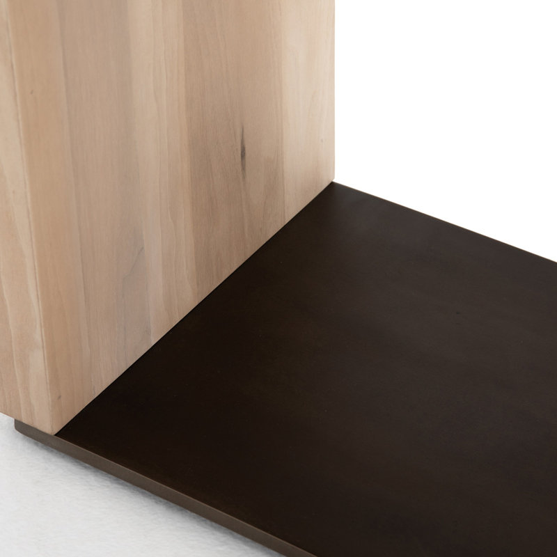 Hudson Solid Wood End Table, Ashen Walnut Gunmetal