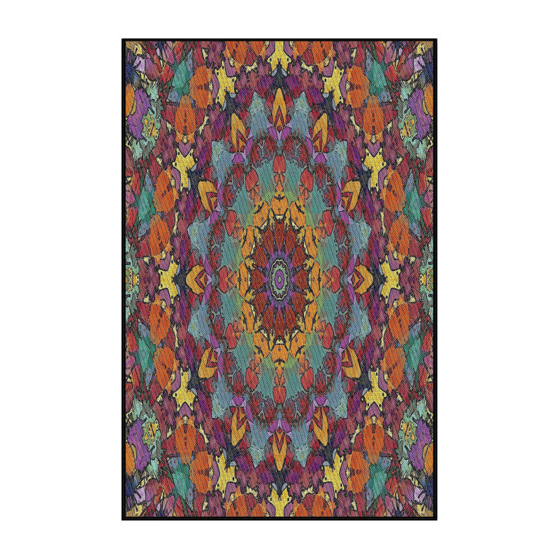 Tapis bleu/jaune/rose à tisser électrique, Rectangle 5 pi x 7 pi