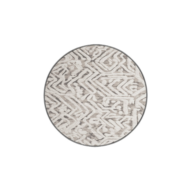 Tapis gris soyeux et moelleux, Rond 3 pi
